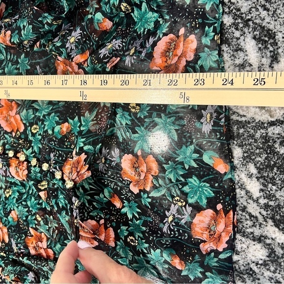 THE KOOPLES asymmetrical ruffle trimmed poppie field semi sheer blouse - Picture 4 of 16